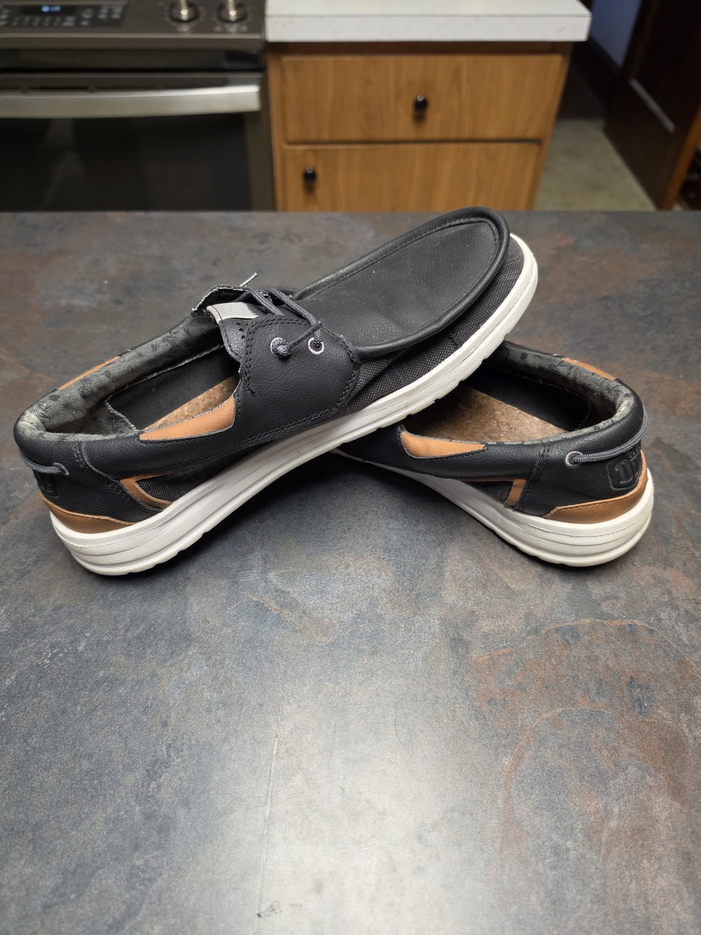 Men's Hey Dude Welsh Grip Heathered Mesh Black Boat Shoes - Picture 6 of 11